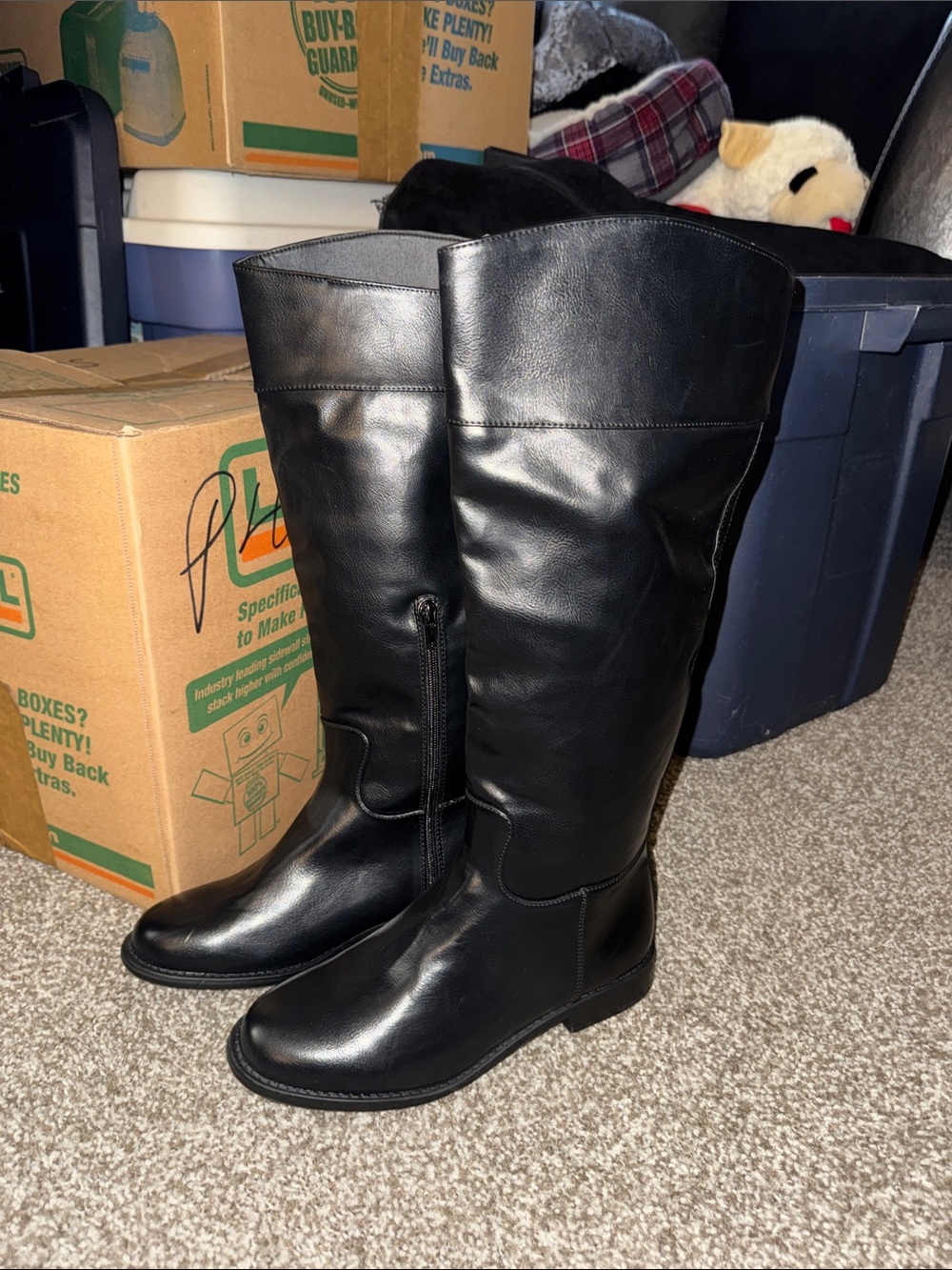 Lily Black Wide Calf Over-the-Knee Leather-Style Boots